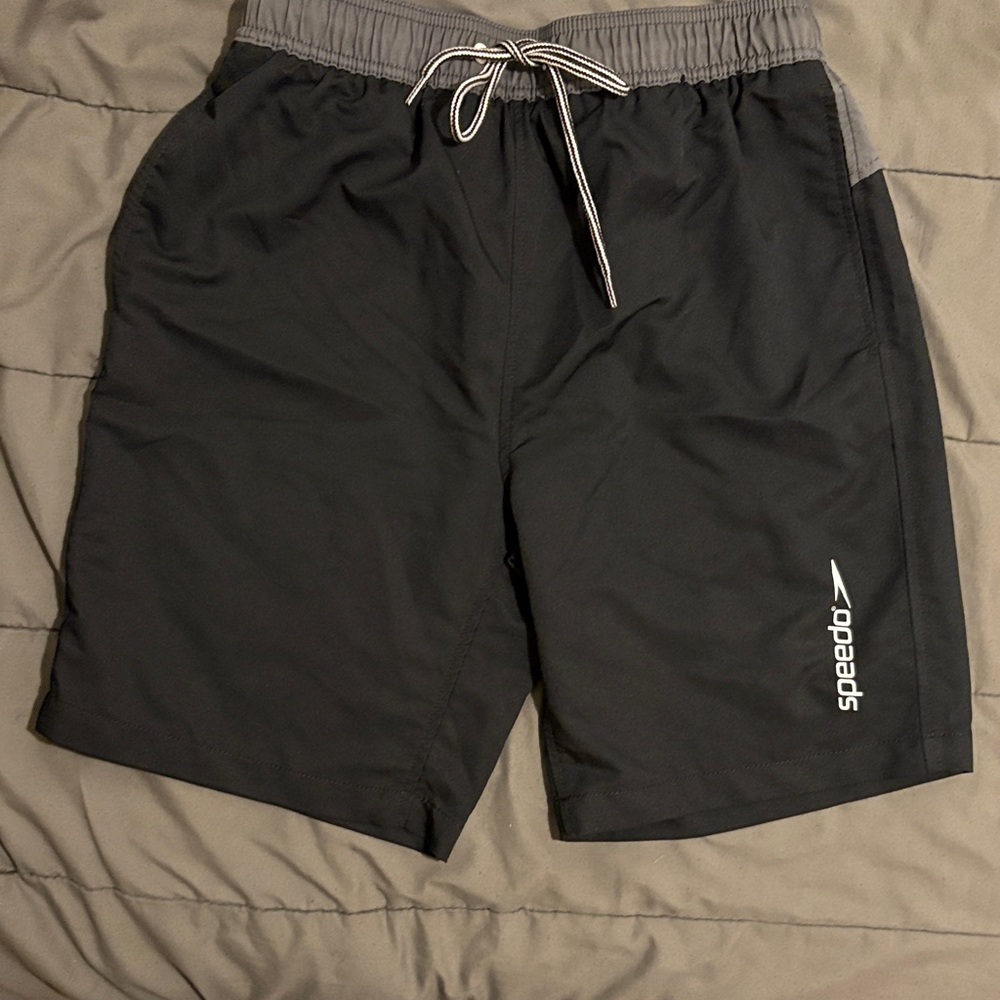 Speedo Black and Gray Swim Shorts